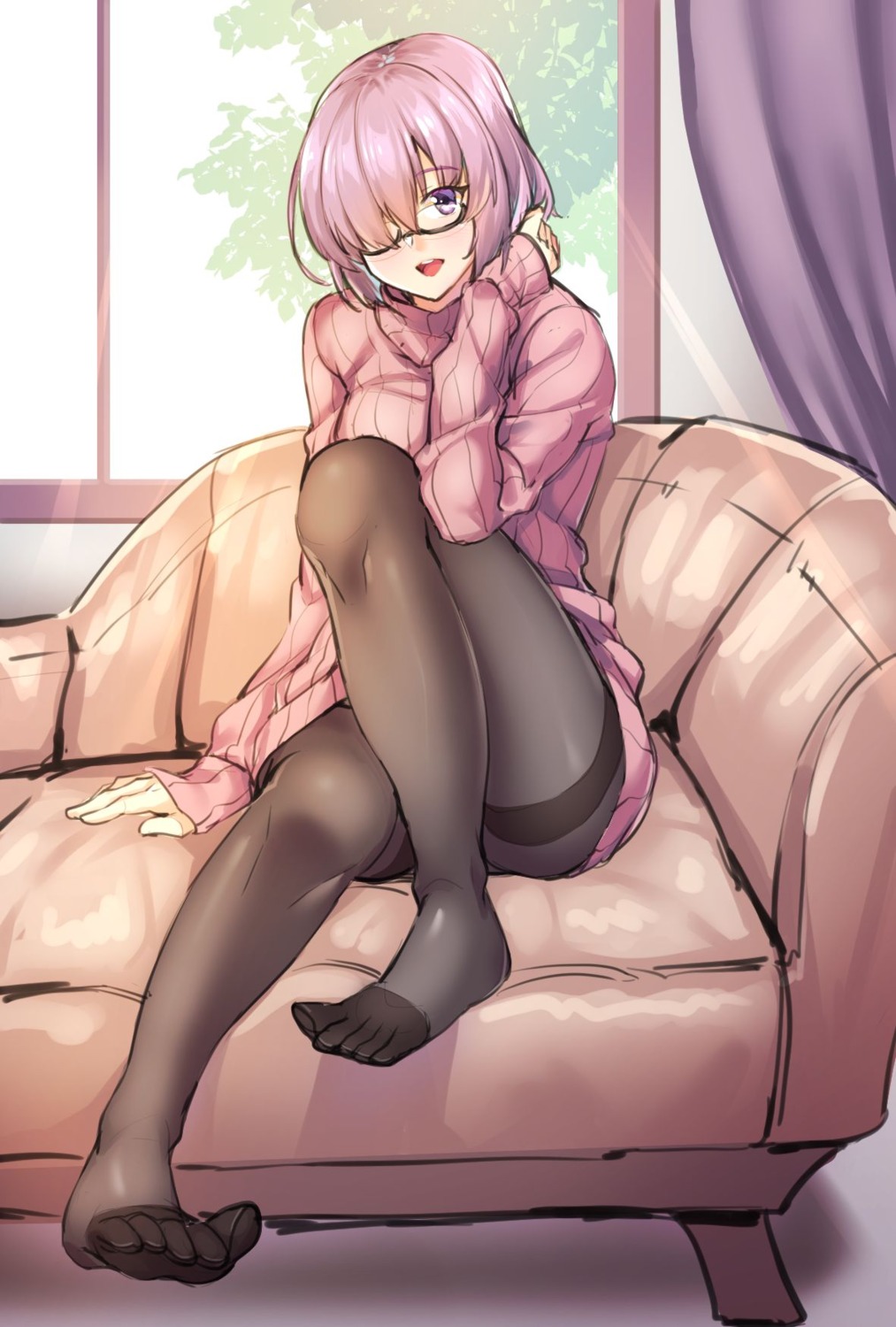 fate/grand_order feet mash_kyrielight megane merufena pantyhose sweater