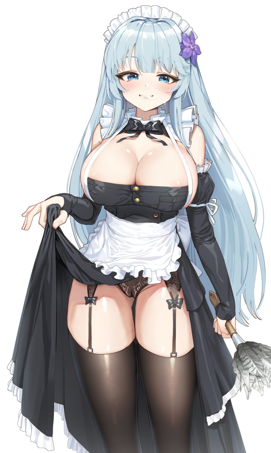 cameltoe eunseol goback maid no_bra pantsu skirt_lift stockings thighhighs thong undressing