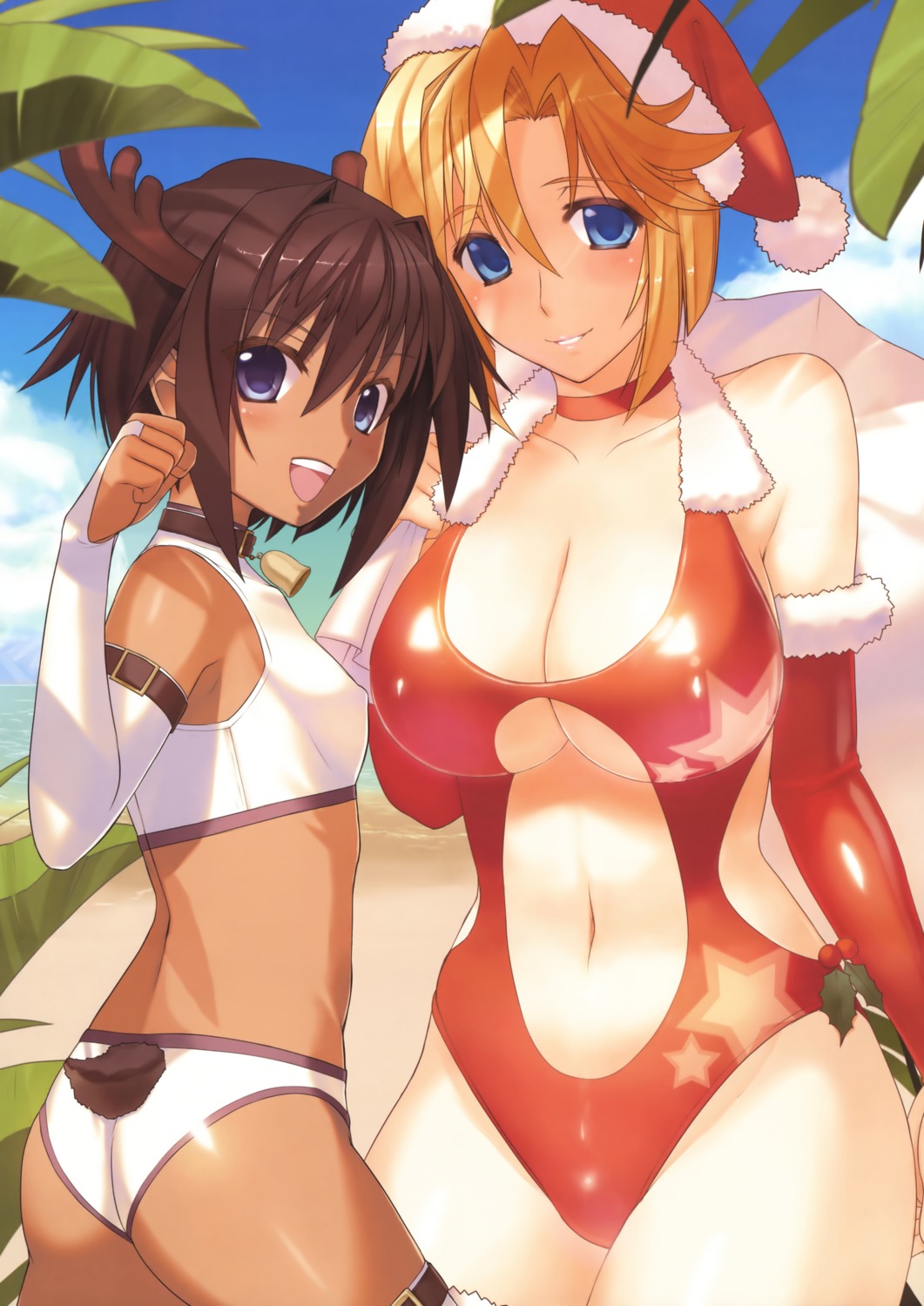 christmas cleavage himukai_kyousuke muvluv muvluv_alternative stella_bremer swimsuits tail tarisa_manandal total_eclipse