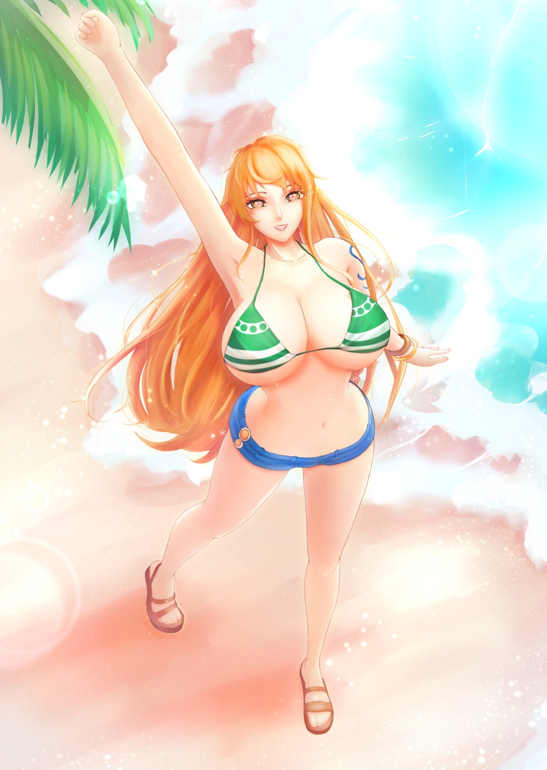 bikini_top edwardapcychu nami one_piece swimsuits tattoo