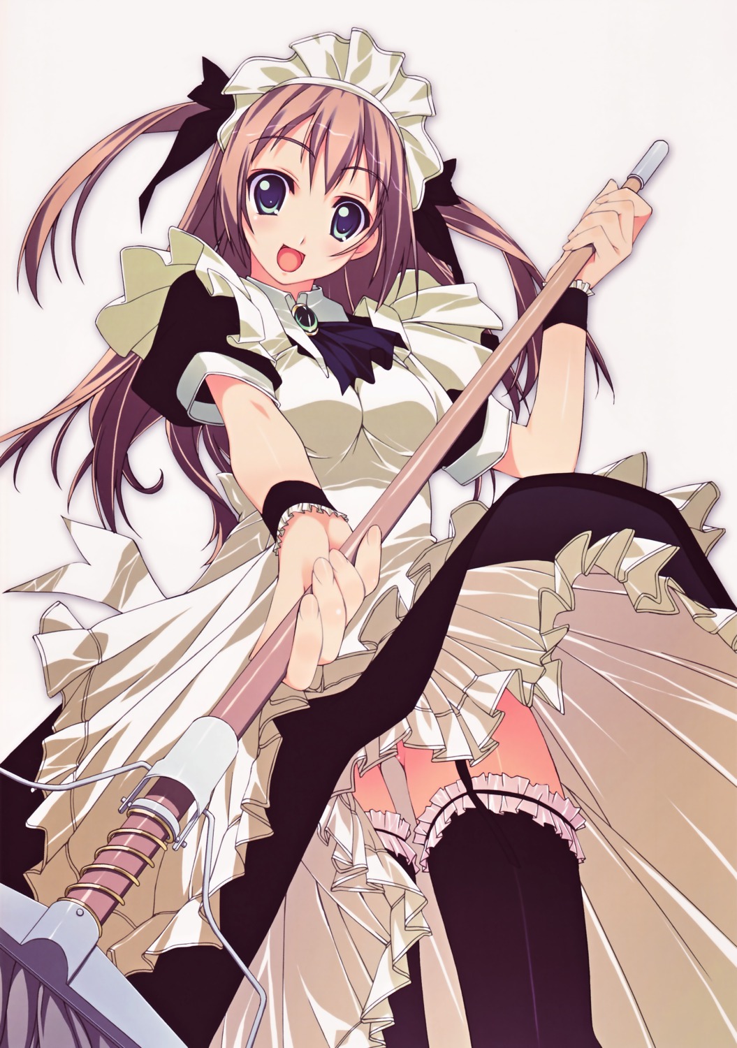 maid murakami_suigun skirt_lift thighhighs