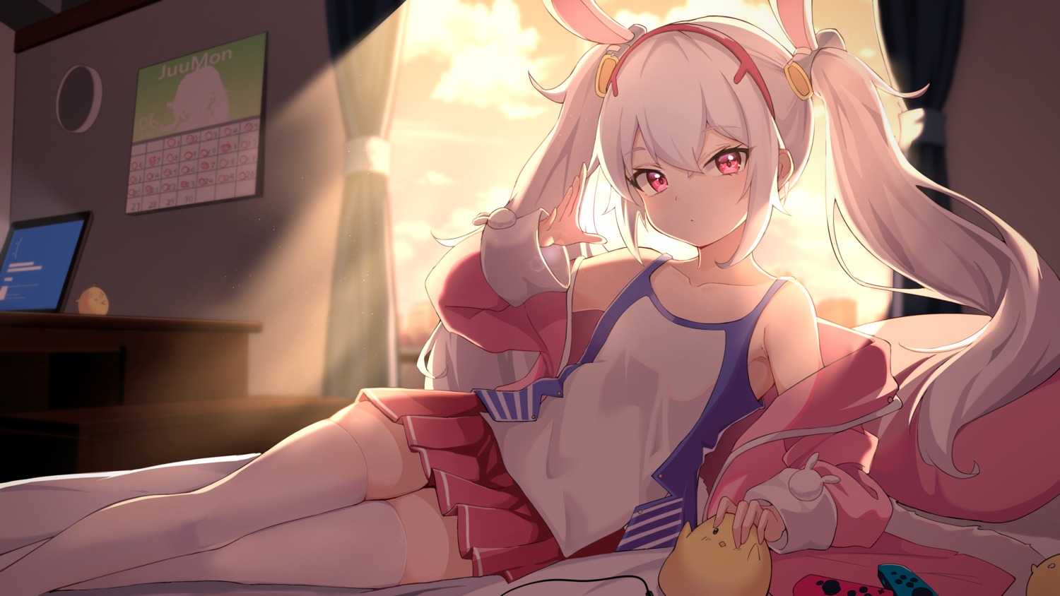 animal_ears azur_lane bunny_ears juumon laffey_(azur_lane) manjuu_(azur_lane) thighhighs