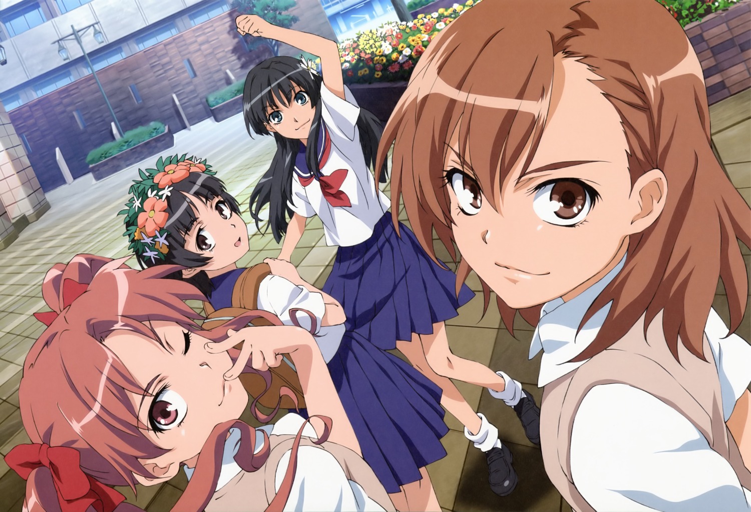 koganei_chousuke misaka_mikoto saten_ruiko seifuku shirai_kuroko toaru_kagaku_no_railgun toaru_majutsu_no_index uiharu_kazari