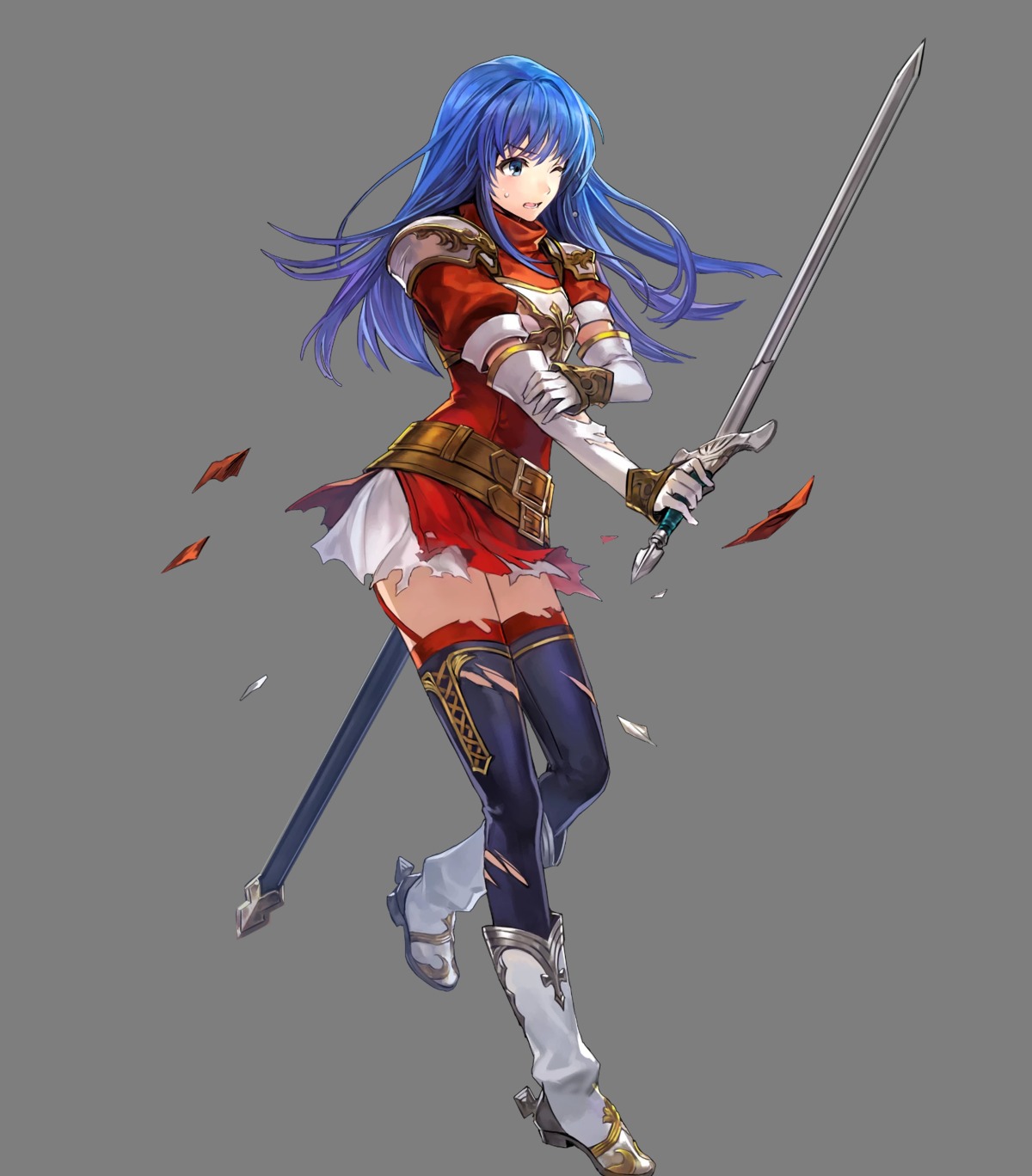 armor fire_emblem fire_emblem:_shin_ankoku_ryuu_to_hikari_no_ken fire_emblem_heroes heels nintendo russel_(yumeriku) sheeda sword thighhighs torn_clothes transparent_png