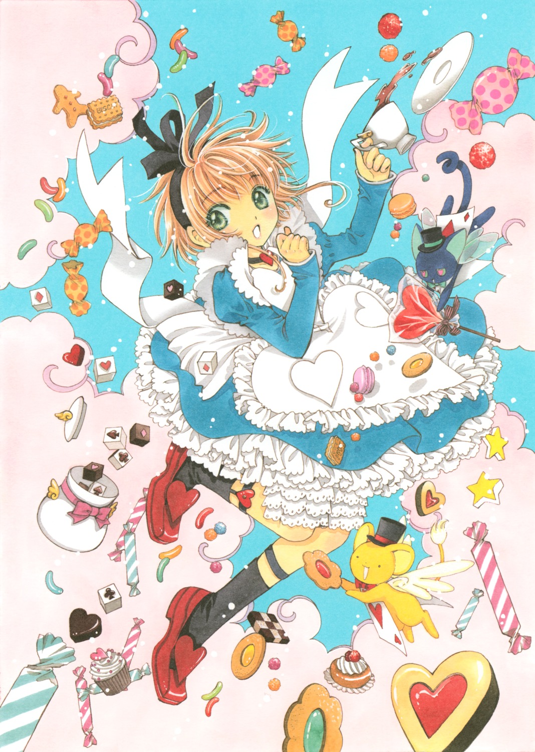 card_captor_sakura clamp dress kerberos kinomoto_sakura skirt_lift spinel_sun