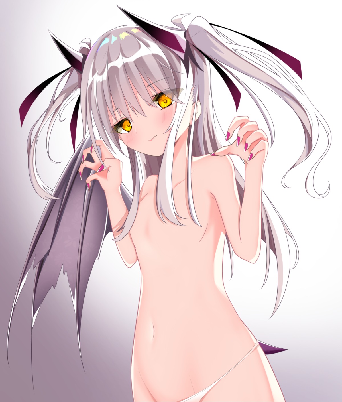 horns loli pantsu panty_pull tail topless wings yuzuno_kaori