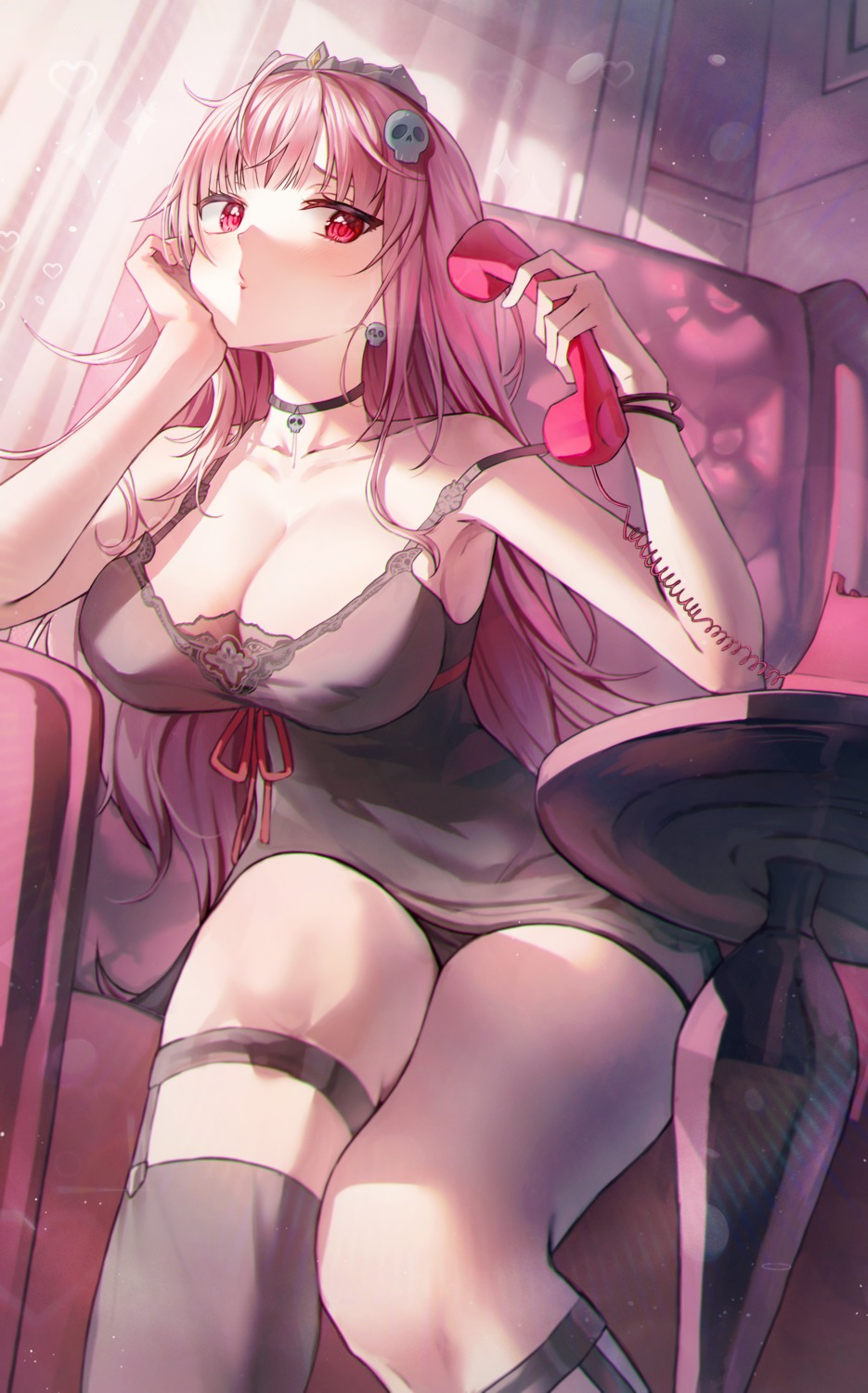 garter han_seol hololive hololive_english lingerie mori_calliope stockings thighhighs