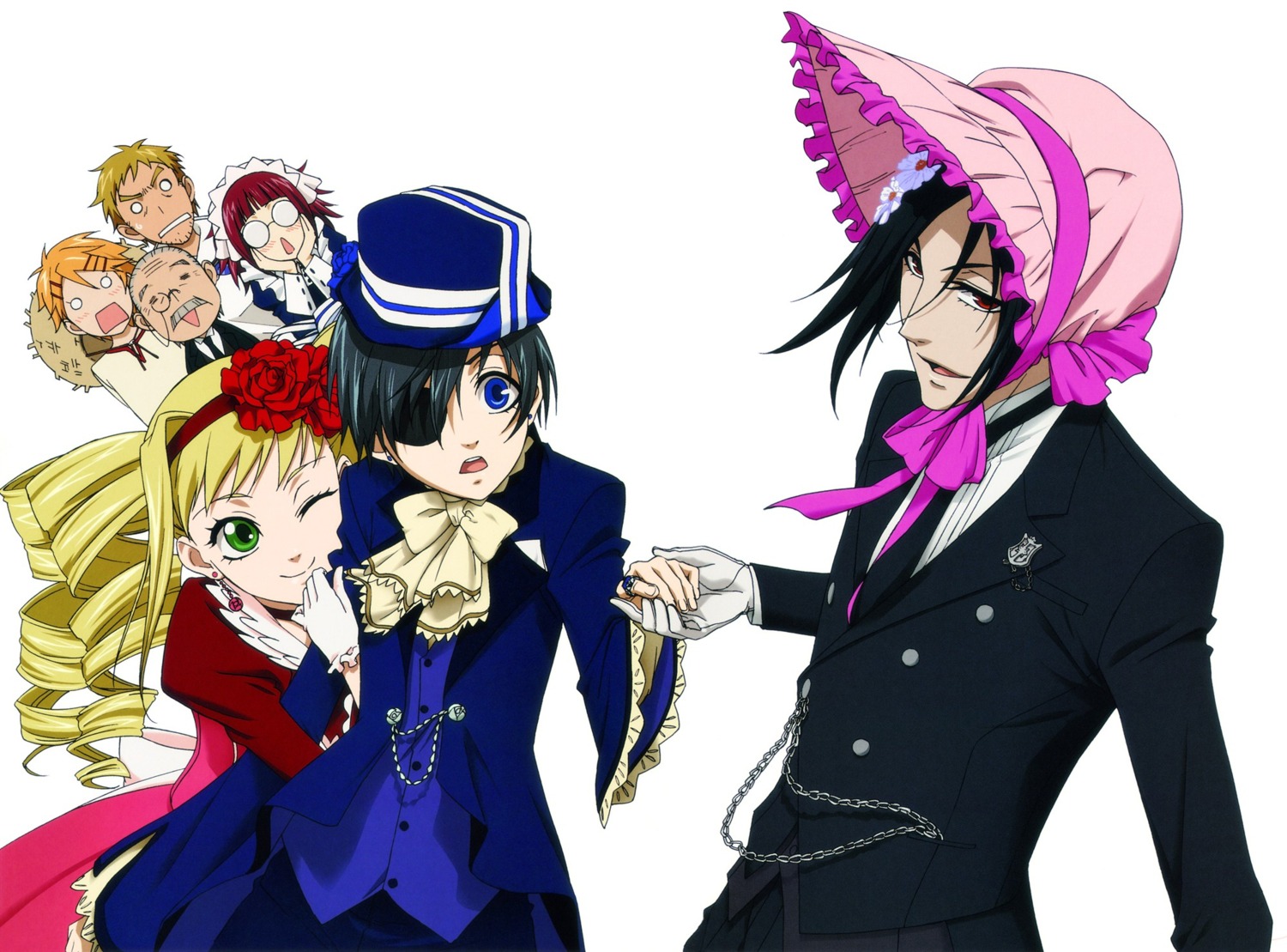 bard ciel_phantomhive elizabeth_middleford finnian kuroshitsuji maid megane meirin sebastian_michaelis tanaka