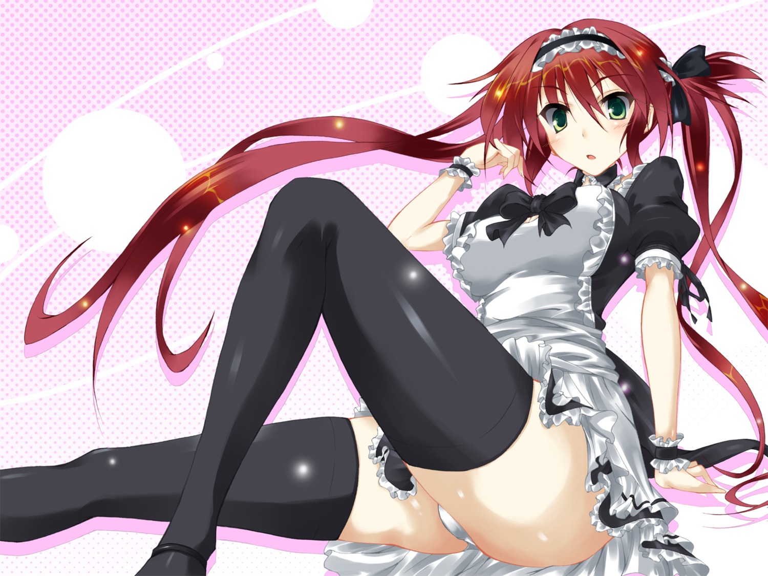 airi fuyuno_taka maid pantsu queen's_blade thighhighs wallpaper