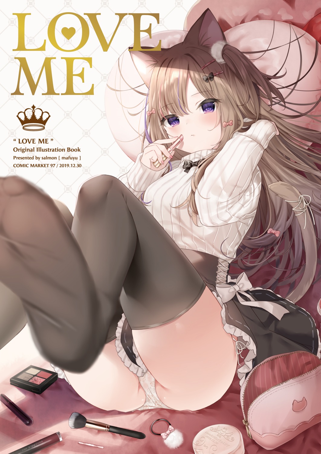 animal_ears cameltoe feet leo mafuyu_(chibi21) nekomimi pantsu skirt_lift sweater tail thighhighs