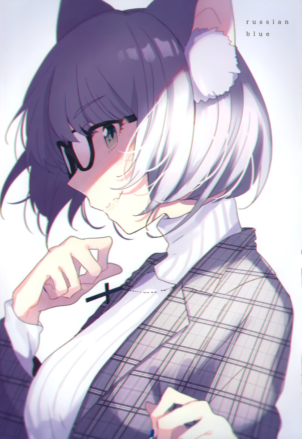 animal_ears chroma_(saine) megane nekomimi saine sweater