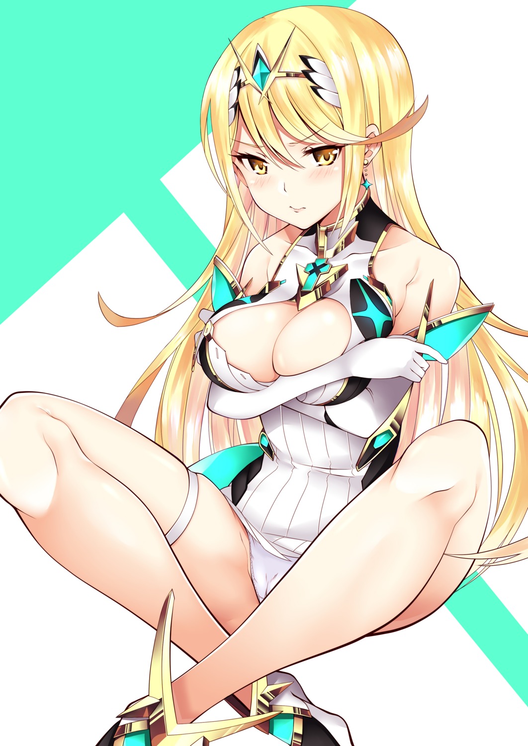 breast_hold cameltoe cleavage daive dress garter hikari_(xenoblade_2) no_bra pantsu skirt_lift xenoblade xenoblade_chronicles_2