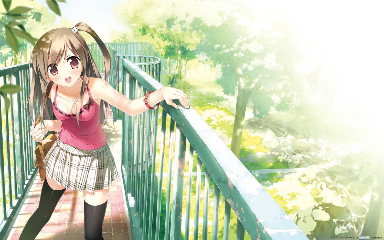 5_nenme_no_houkago cleavage kantoku thighhighs wallpaper