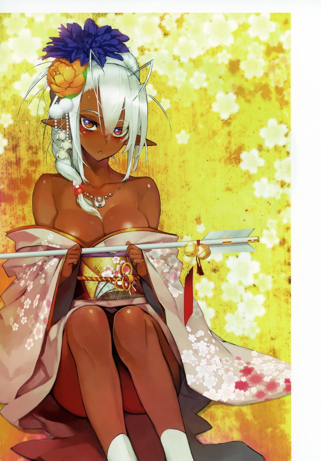 full_metal_daemon_muramasa kimono namaniku_atk no_bra open_shirt pointy_ears sansei_muramasa