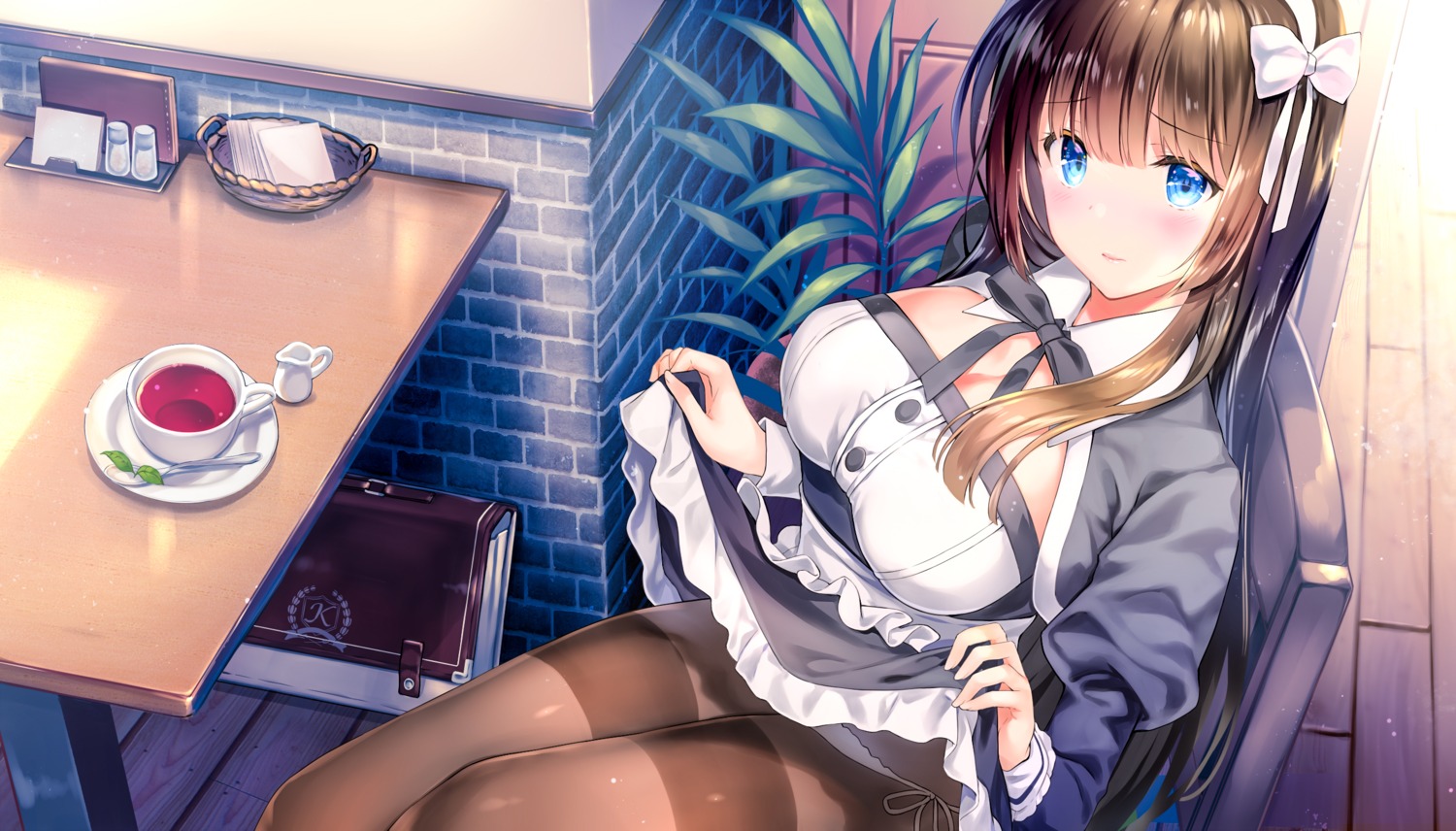 aikiss aikiss_2 cleavage maid pantsu pantyhose rei skirt_lift string_panties