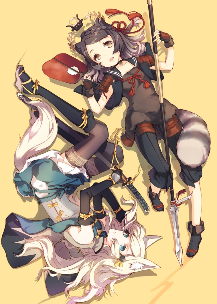 animal_ears h2so4 sword tail thighhighs