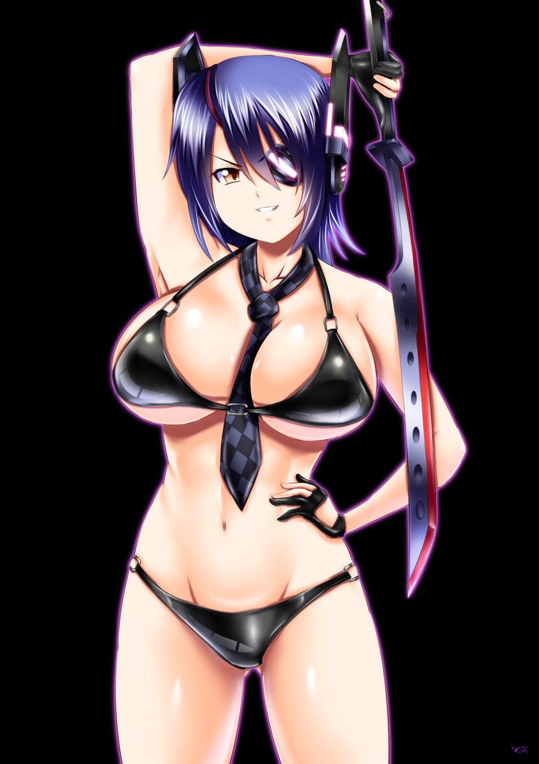 bikini eyepatch kantai_collection kogawa_waki swimsuits sword tenryuu_(kancolle)