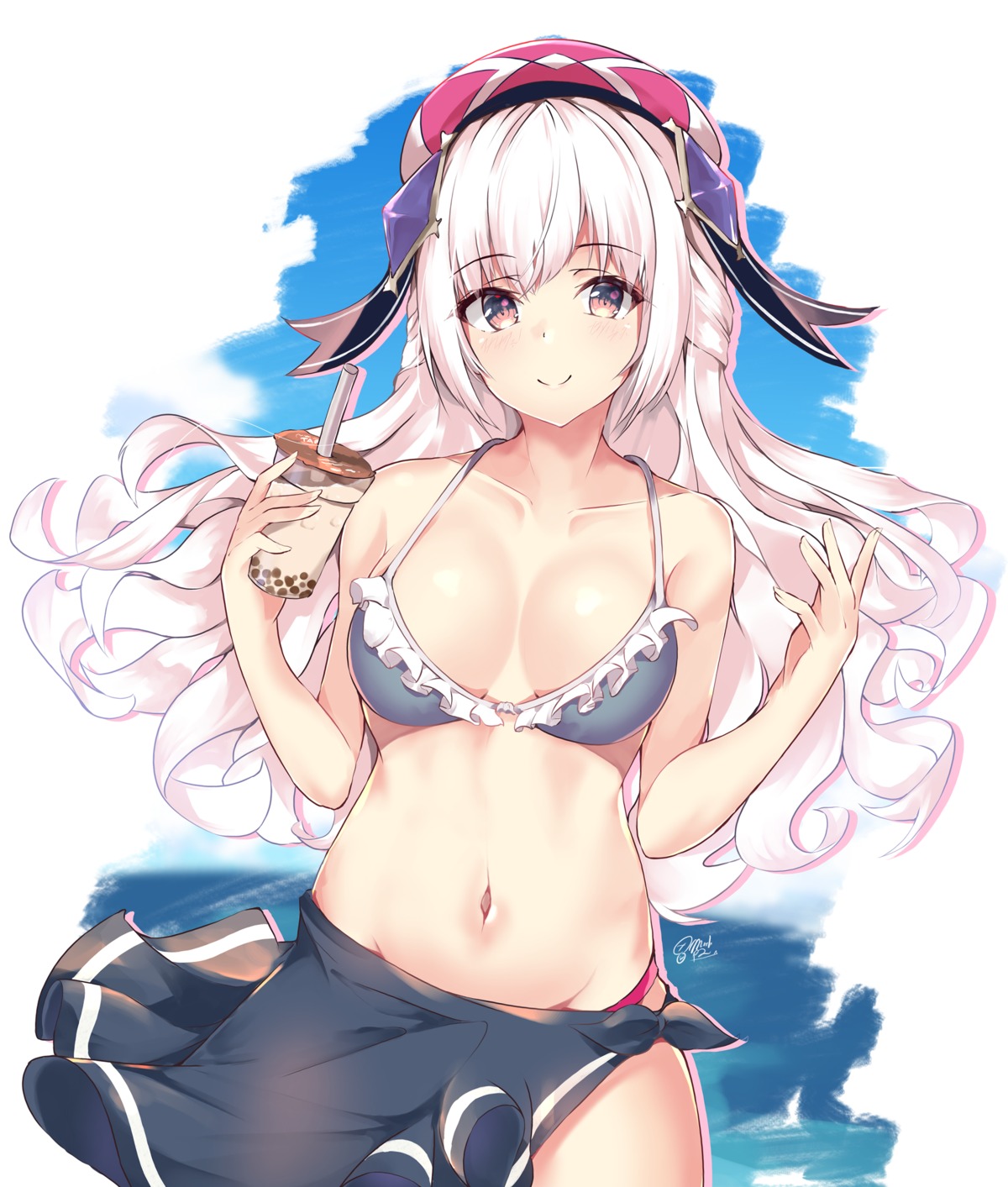 arcaea bikini hikari_(arcaea) mushpz skirt_lift swimsuits