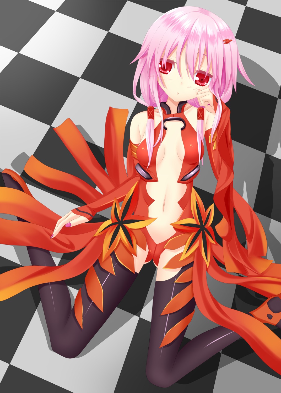 cleavage guilty_crown masiroke thighhighs yuzuriha_inori