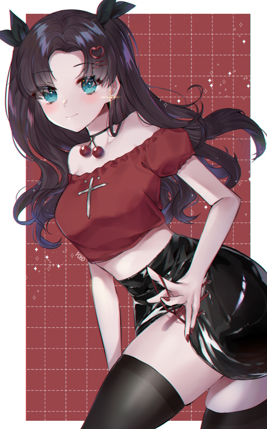 fate/stay_night poho skirt_lift thighhighs toosaka_rin