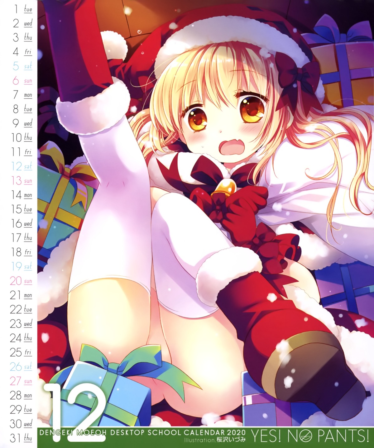 calendar christmas nopan sakurazawa_izumi skirt_lift thighhighs