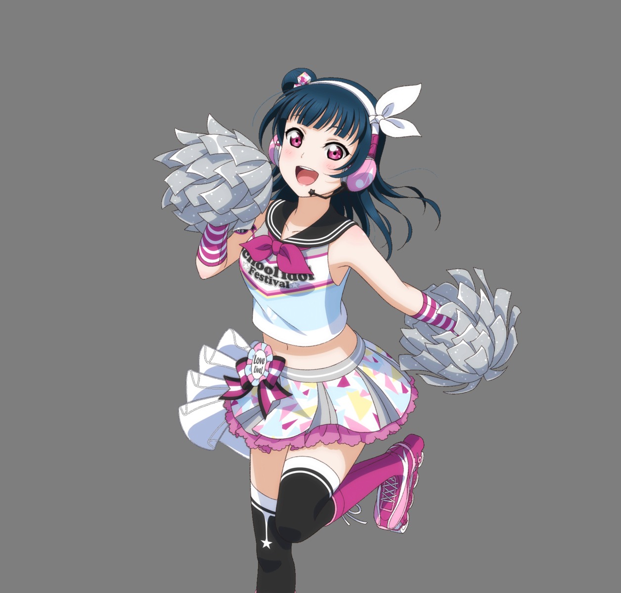 cheerleader headphones love_live!_sunshine!! tagme tattoo thighhighs transparent_png tsushima_yoshiko