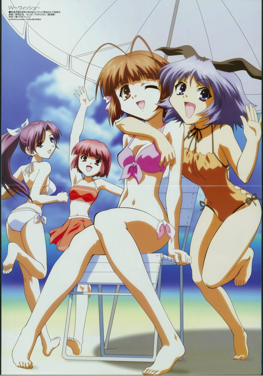 bikini cleavage crease fujie_sana inohara_haruhi okamura_masahiro ootori_tsubasa swimsuits touno_senna w-wish