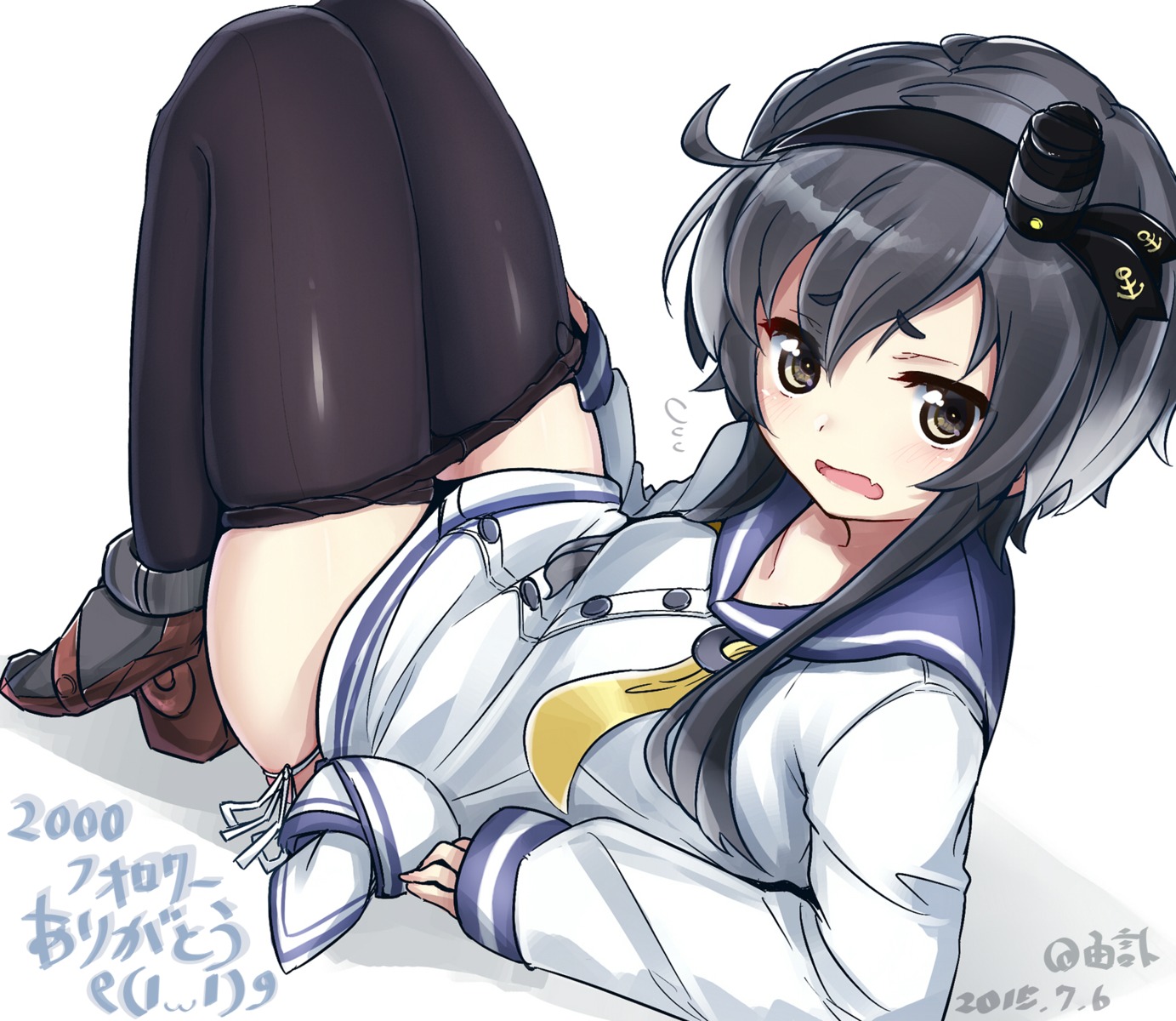 heels kantai_collection pantsu pantyhose seifuku string_panties tokitsukaze_(kancolle) yufuissei0702