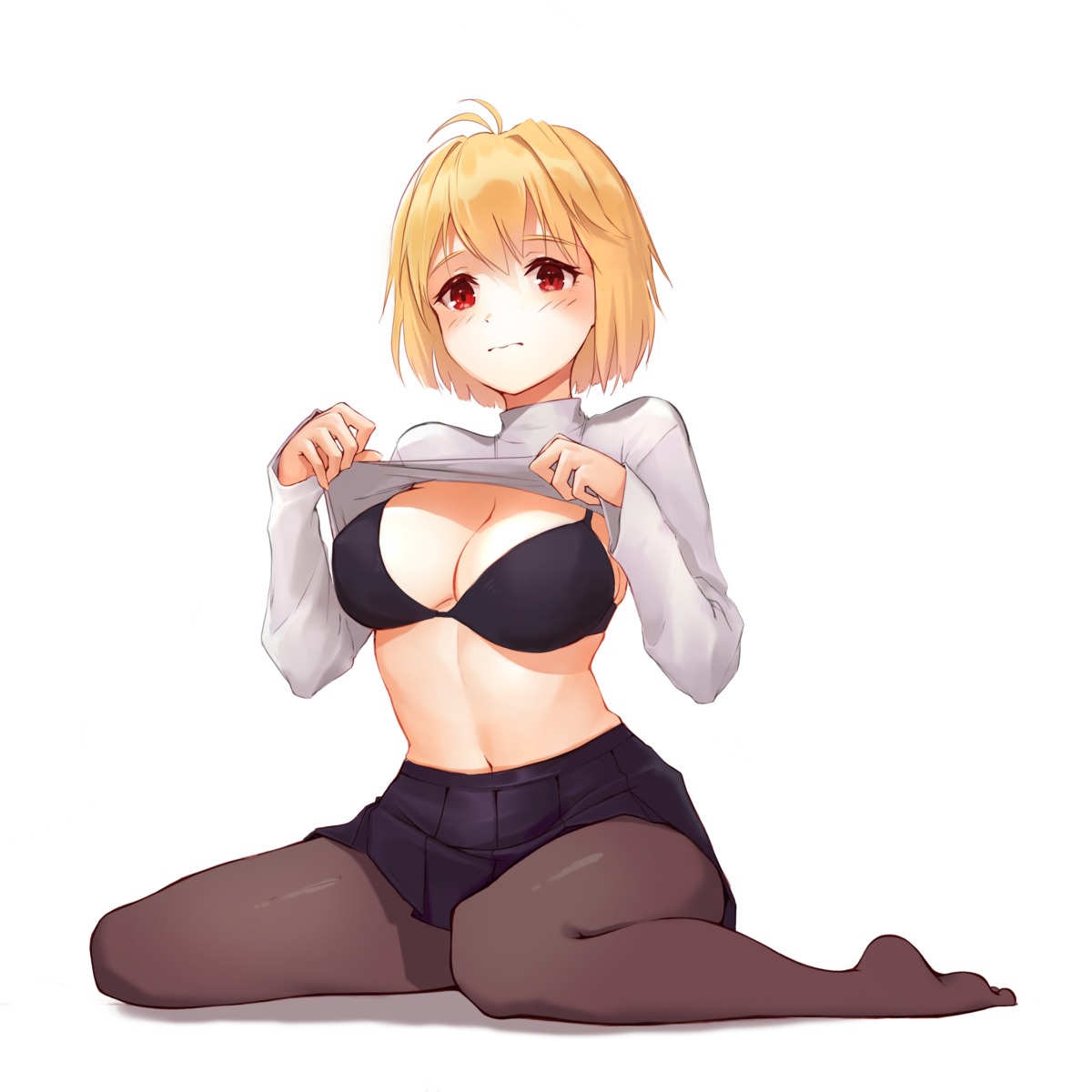 arcueid_brunestud bra pantyhose shirt_lift sonagi tsukihime undressing