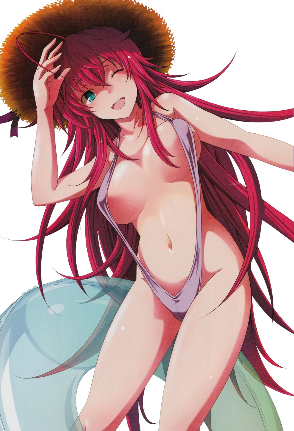 erect_nipples highschool_dxd miyama-zero rias_gremory scanning_artifacts sling_bikini swimsuits