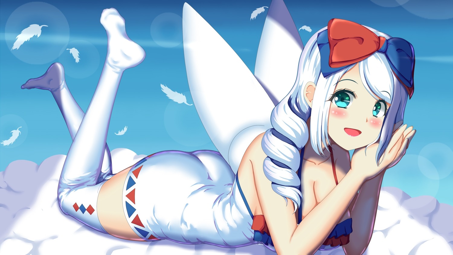 anthropomorphization ass cleavage feet pokemon thighhighs togekiss wallpaper wings yukimura_chisa