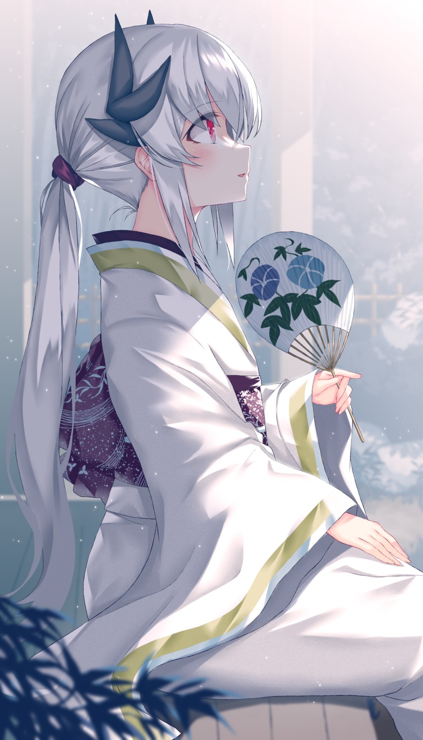 fate/grand_order horns kiyohime_(fate/grand_order) morizono_shiki yukata