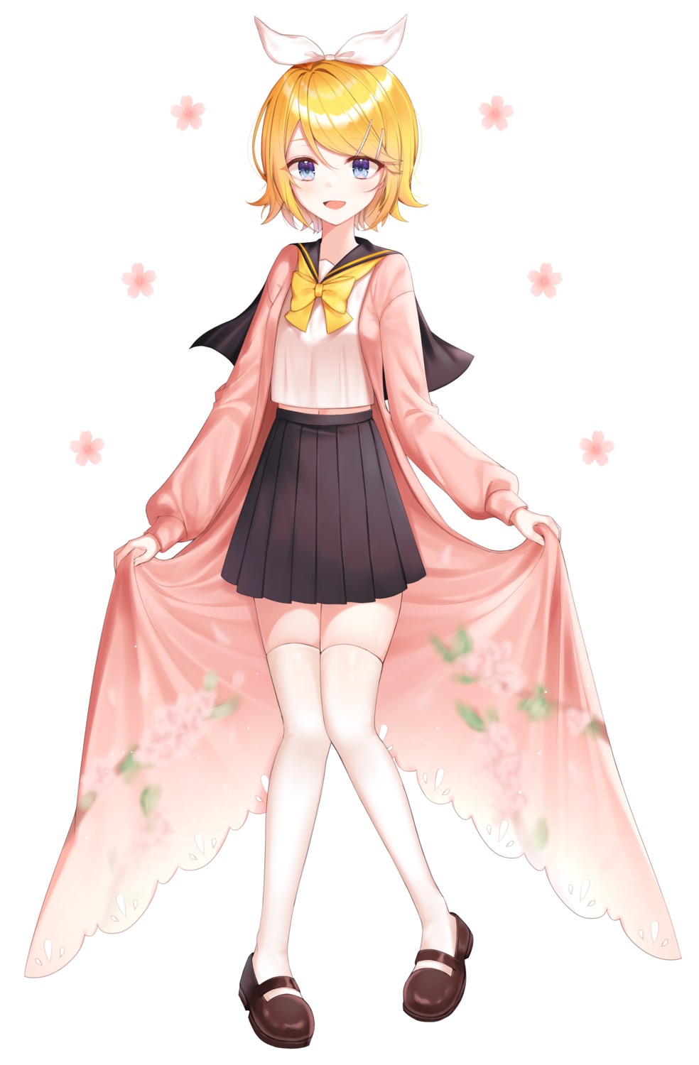 kagamine_rin see_through seifuku thighhighs vocaloid yeorem