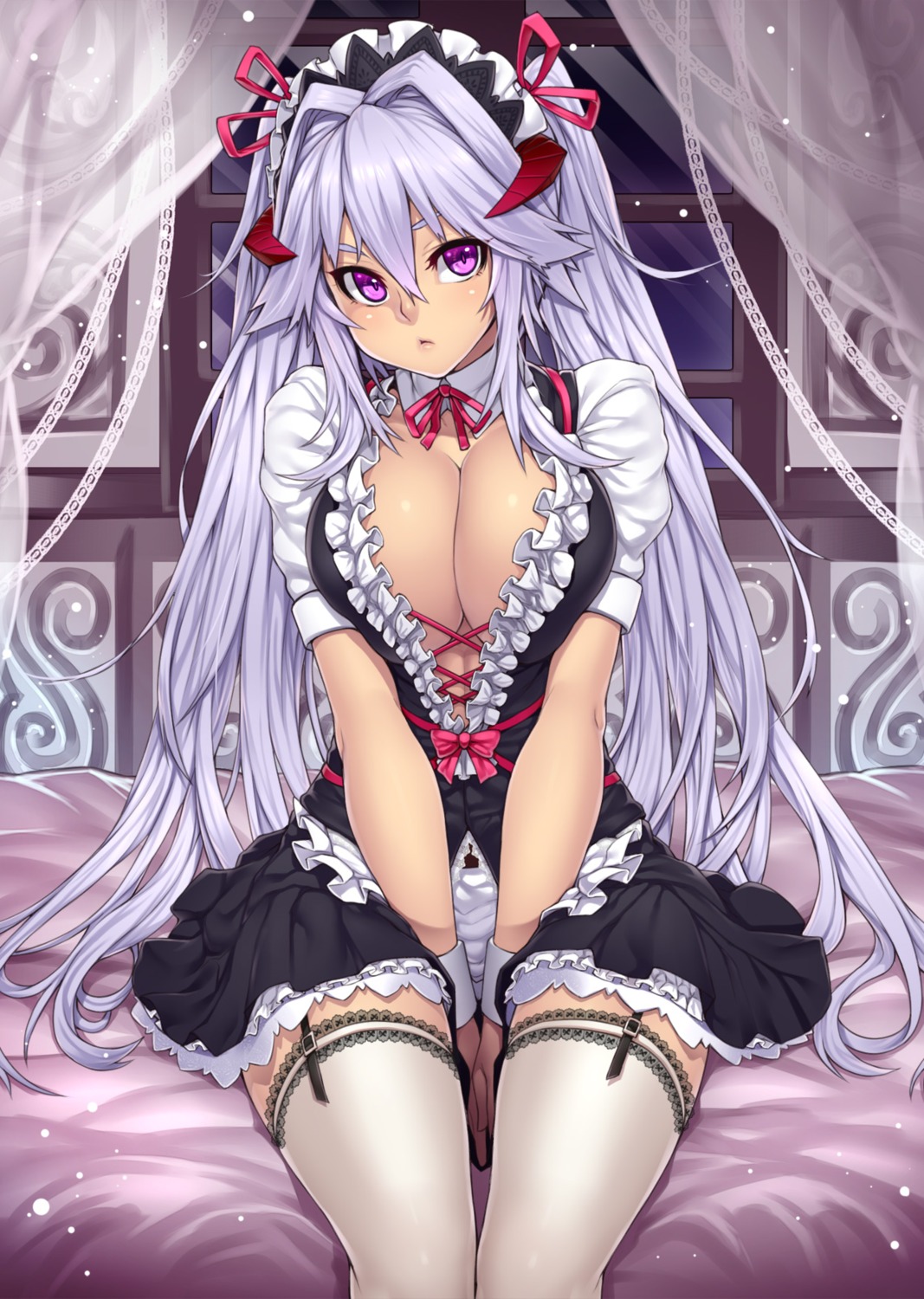 cleavage horns houtengeki stockings thighhighs