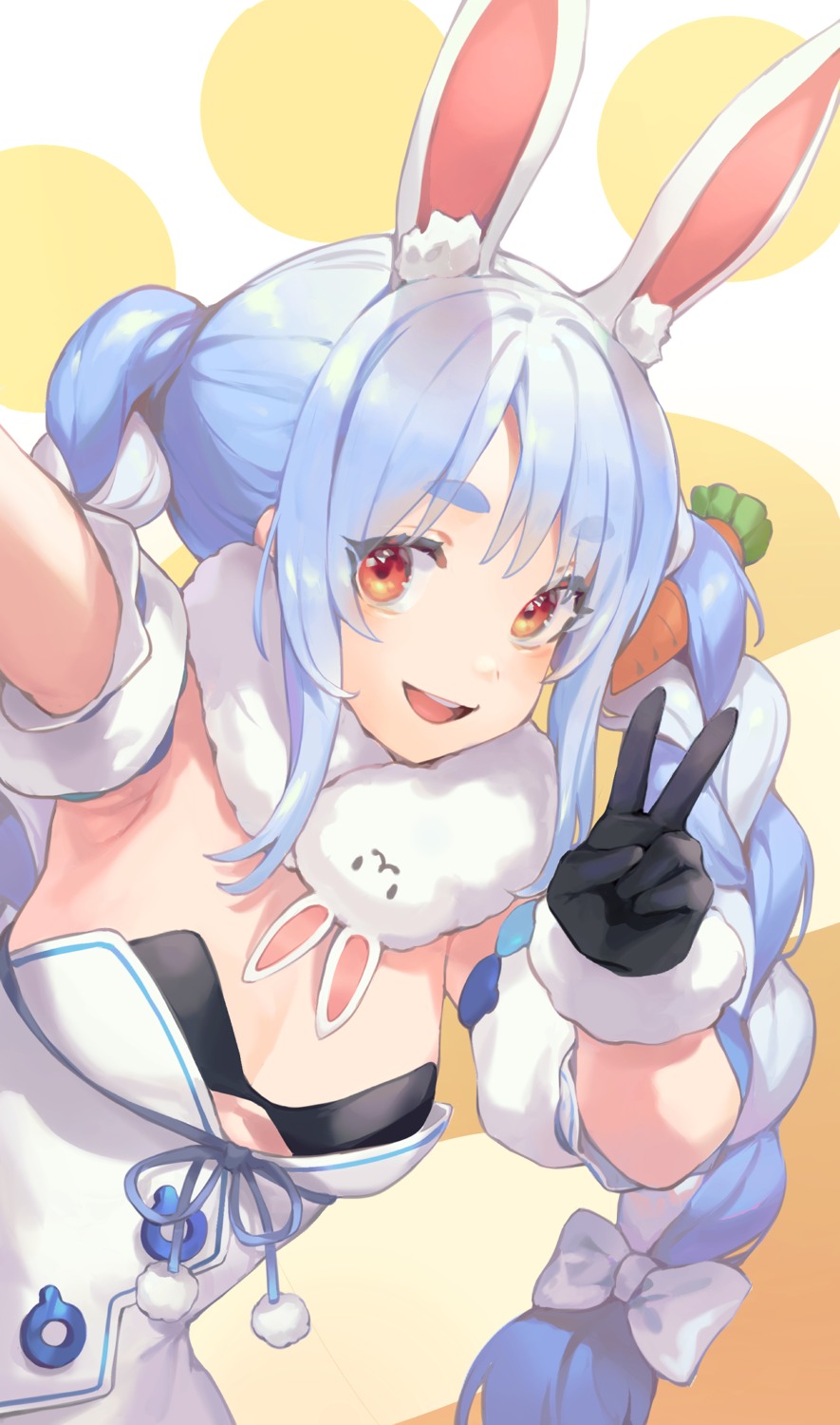 animal_ears bibimbub bra bunny_ears cleavage hololive usada_pekora