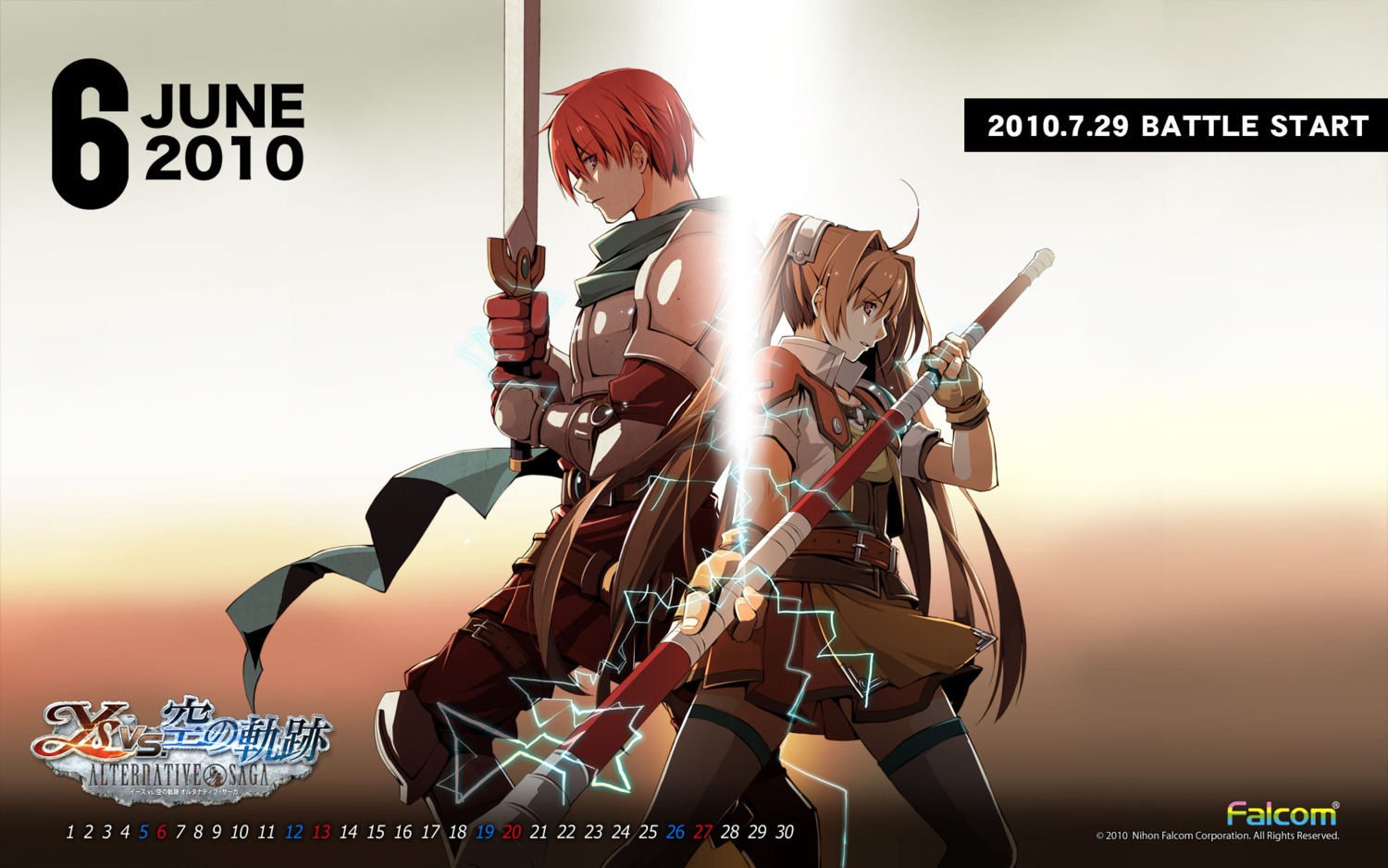 adol_christin calendar eiyuu_densetsu eiyuu_densetsu:_sora_no_kiseki estelle_bright falcom thighhighs wallpaper ys