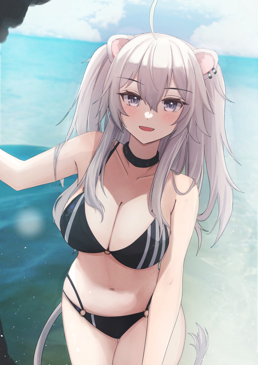 animal_ears bikini hololive mofu07519 shishiro_botan swimsuits tail