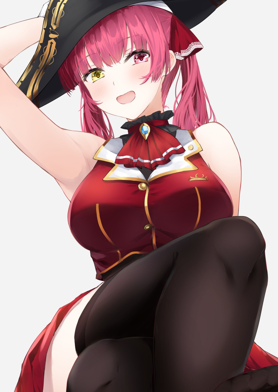 heterochromia hololive houshou_marine primamiya skirt_lift thighhighs