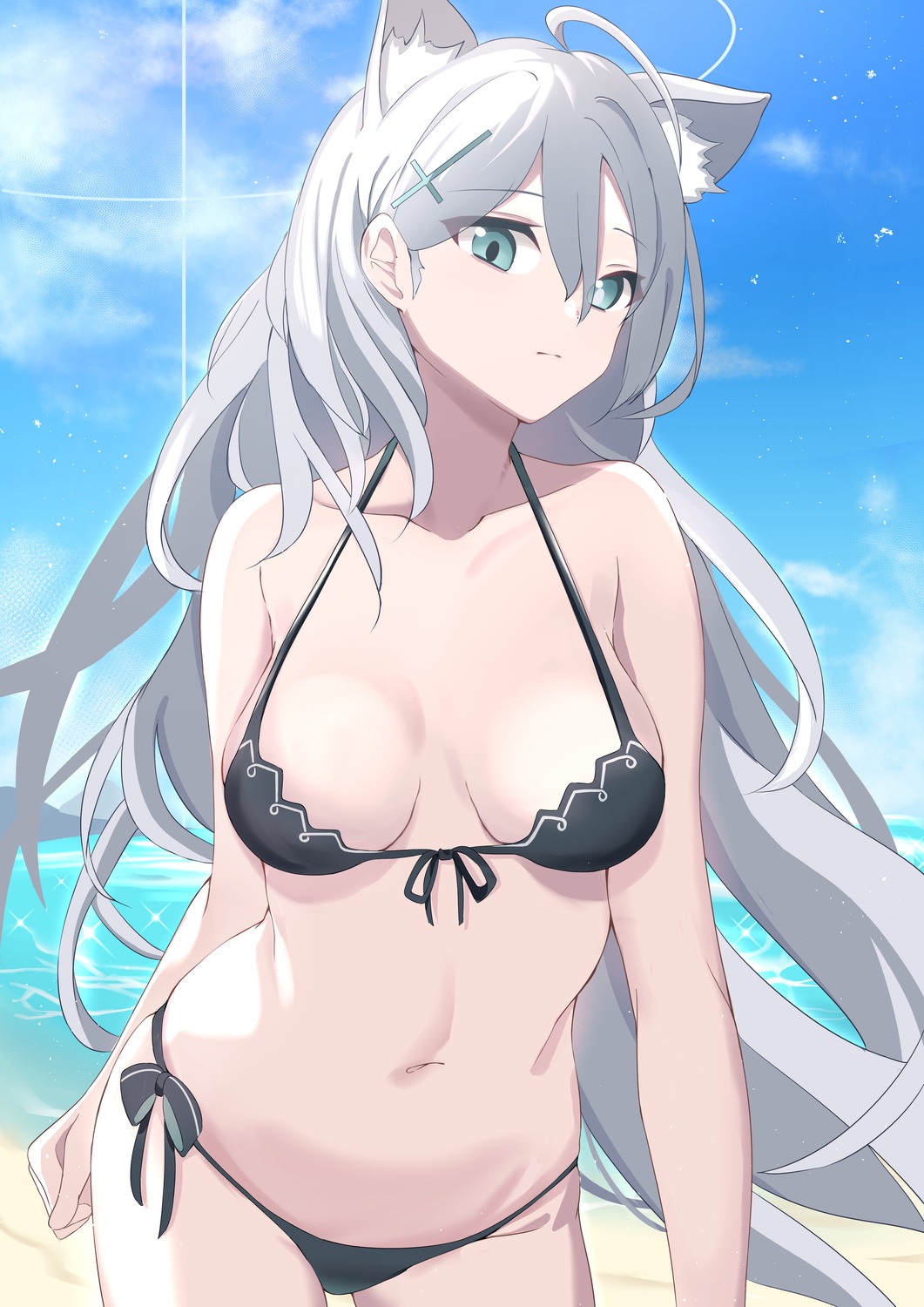 animal_ears beru3 bikini blue_archive nekomimi shiroko_terror sunaookami_shiroko swimsuits