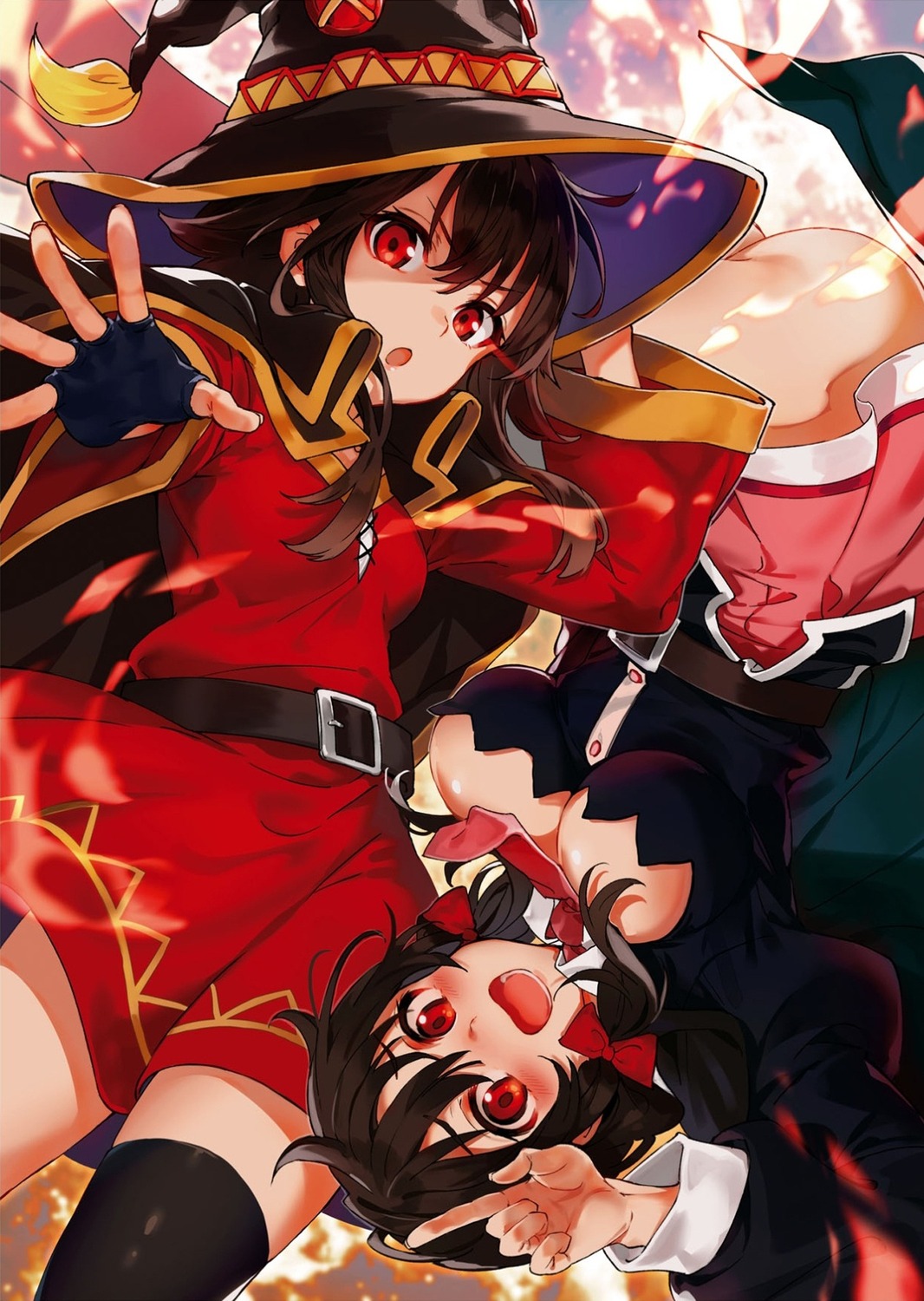 kono_subarashii_sekai_ni_shukufuku_wo! megumin thighhighs witch yunyun_(kono_subarashii_sekai_ni_shukufuku_wo!)