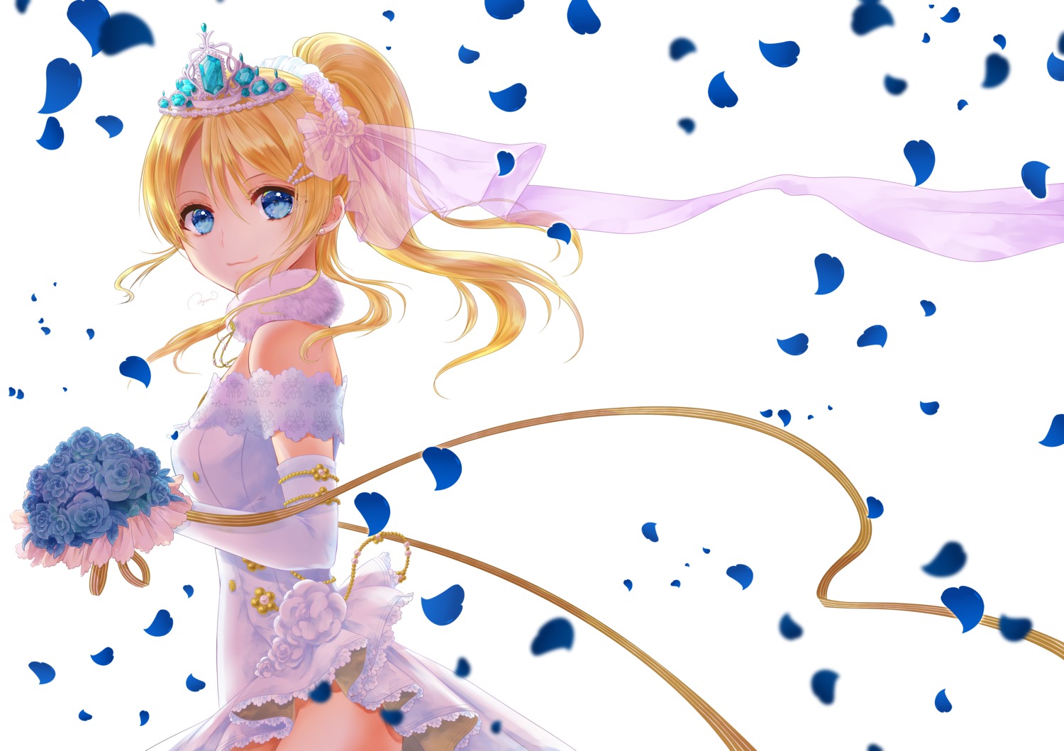 ayase_eli dress love_live! takara_ayumu wedding_dress