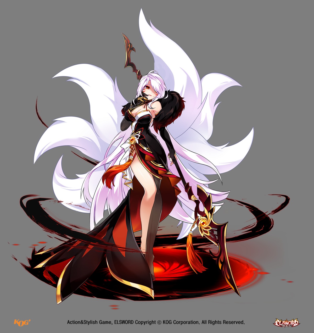 ara_haan cleavage dress elsword tagme tail transparent_png weapon