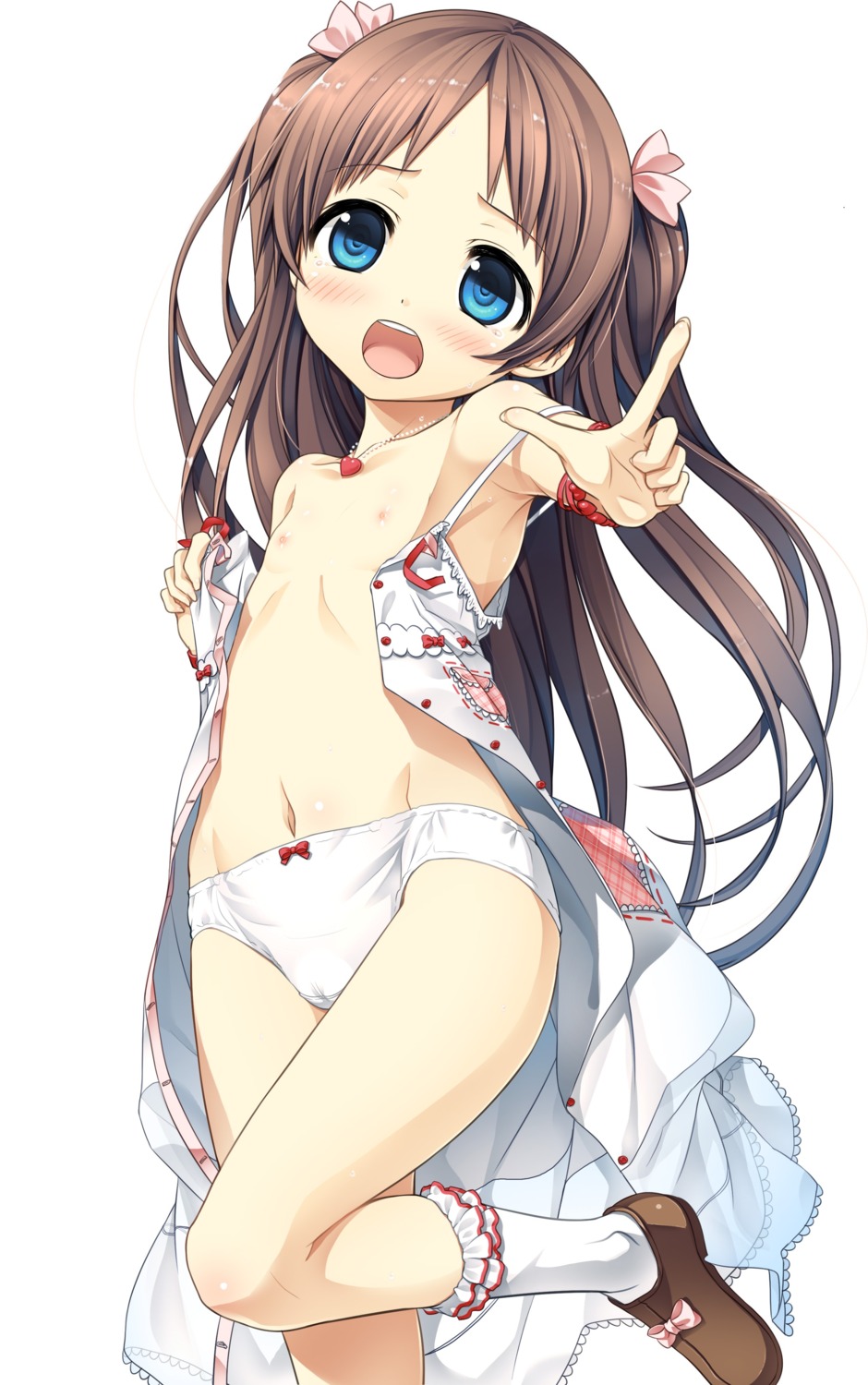 cameltoe cura dress loli lose monobeno nipples no_bra open_shirt pantsu sawai_natsuha summer_dress