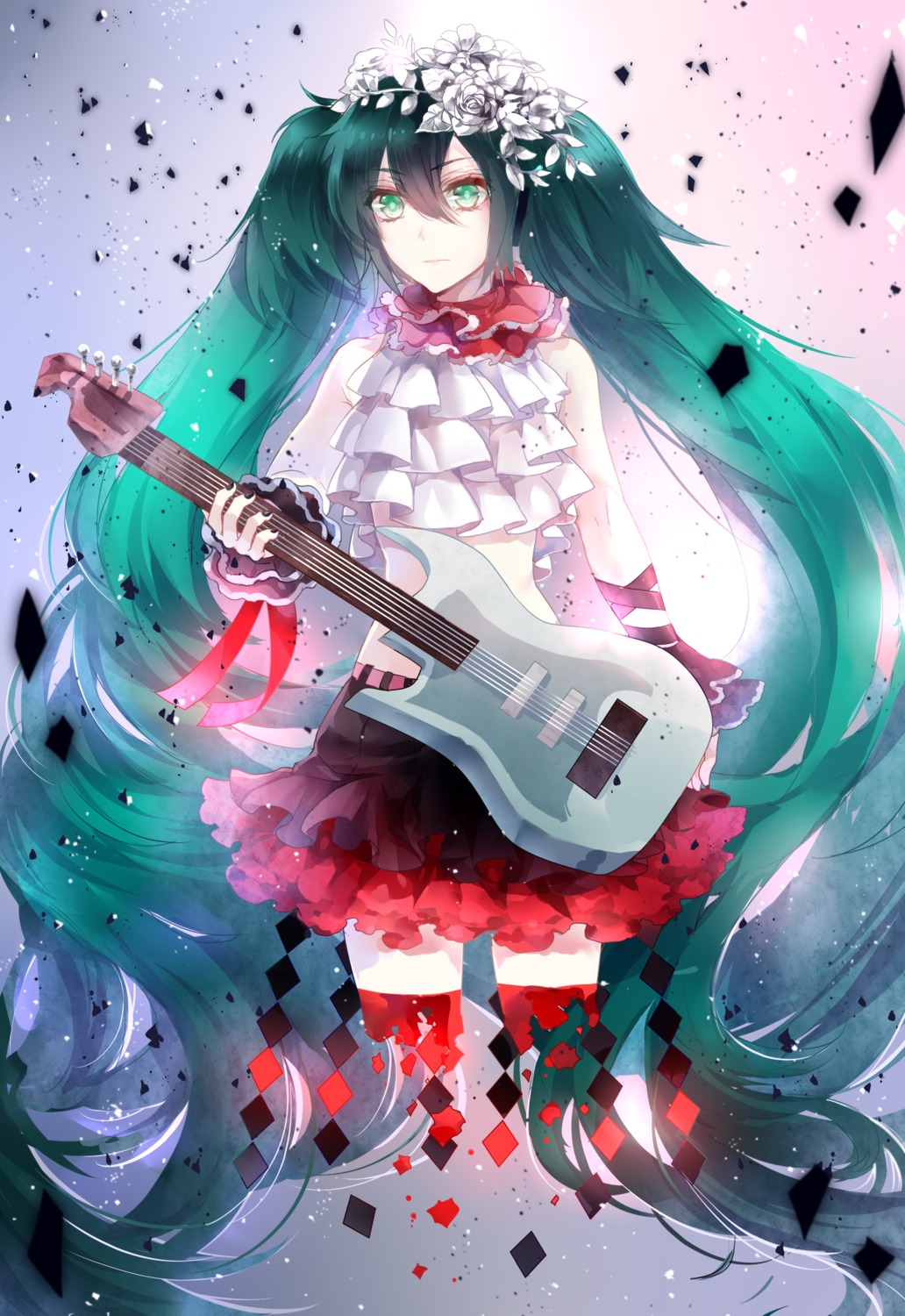 guitar hatsune_miku nevakuma thighhighs vocaloid