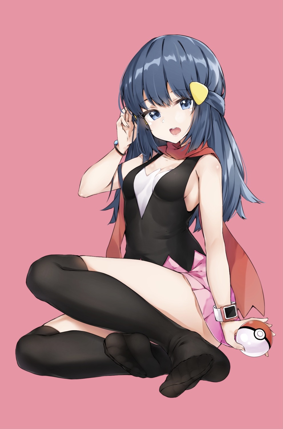 feet hikari_(pokemon) hyouta_(yoneya) pokemon pokemon_bdsp pokemon_dppt skirt_lift thighhighs