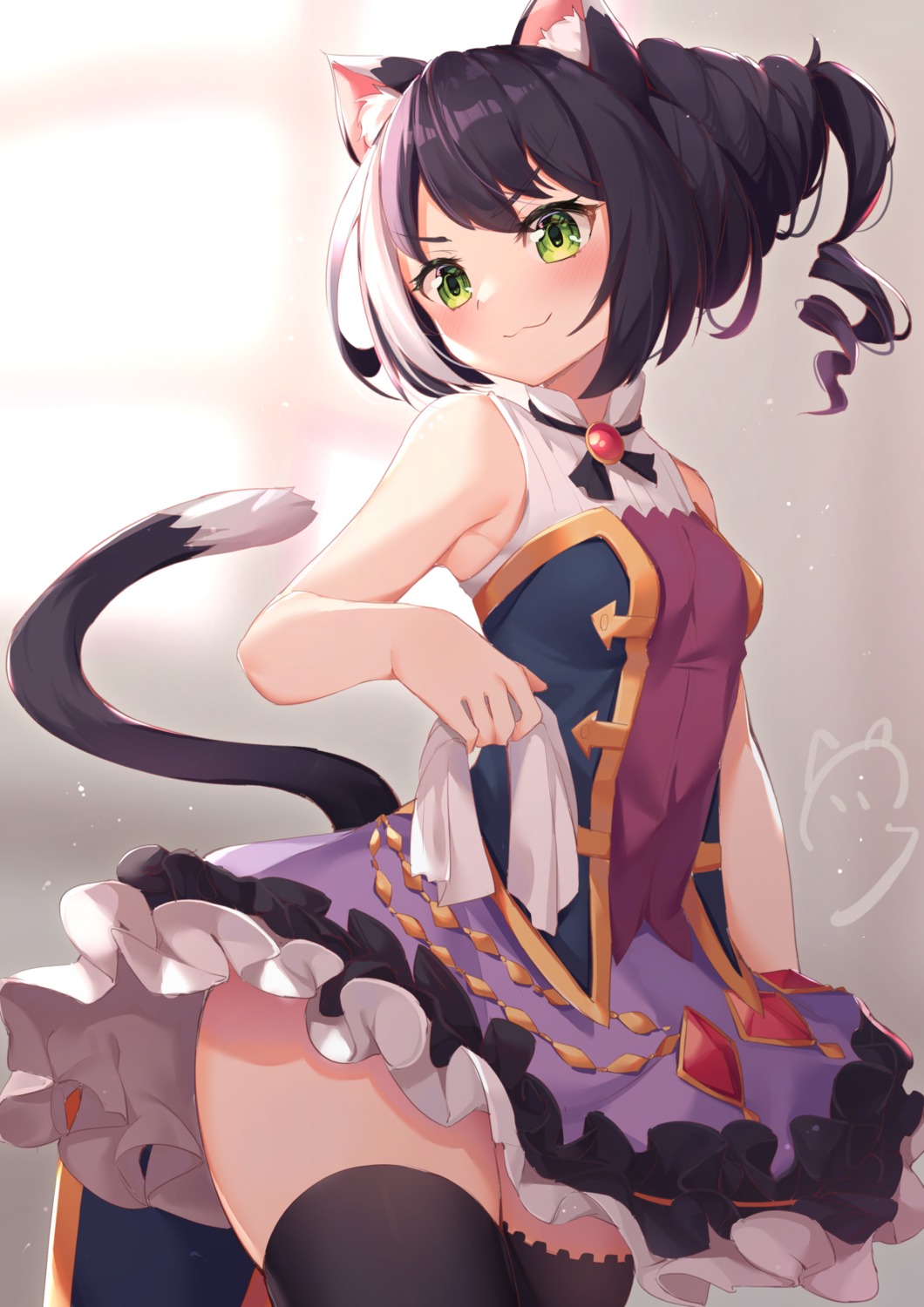 animal_ears karyl_(princess_connect) nahaki princess_connect princess_connect!_re:dive skirt_lift tail thighhighs