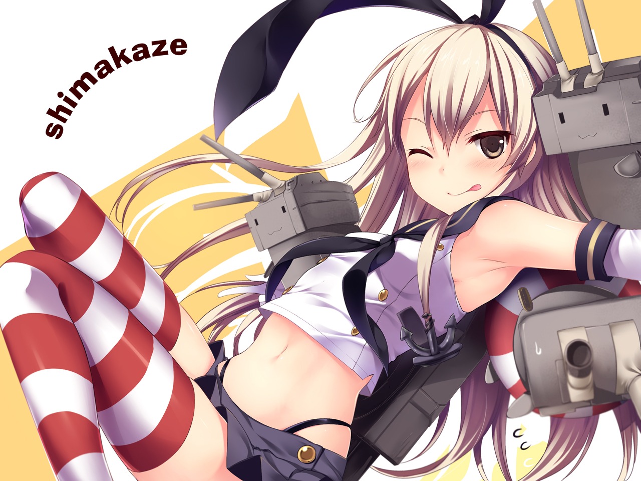 itou_nanami kantai_collection rensouhou-chan shimakaze_(kancolle) thighhighs thong wallpaper