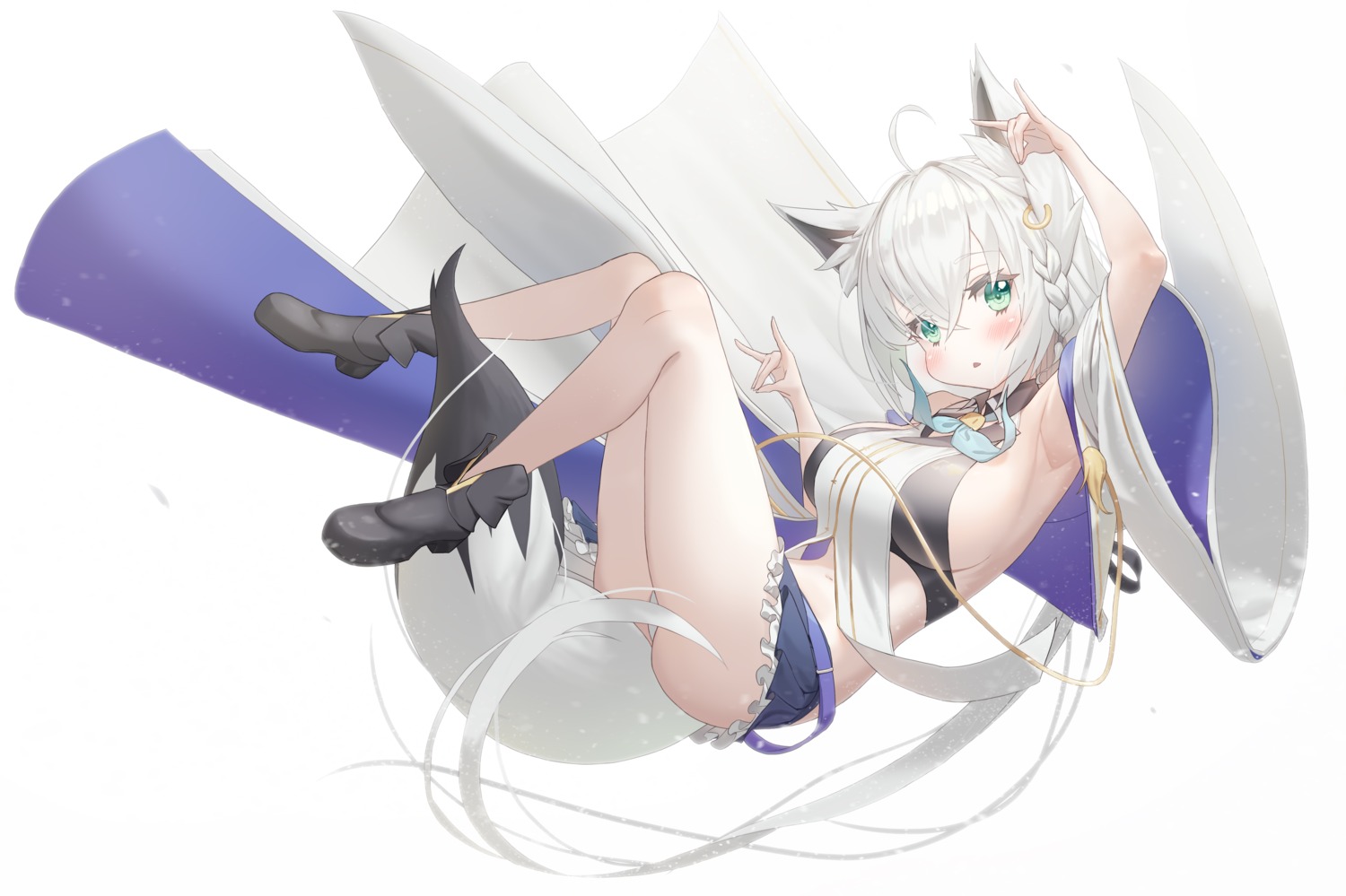 animal_ears heels hololive hololive_gamers keureu_(tiqkdtiqkd10) kitsune pantsu shirakami_fubuki skirt_lift tail