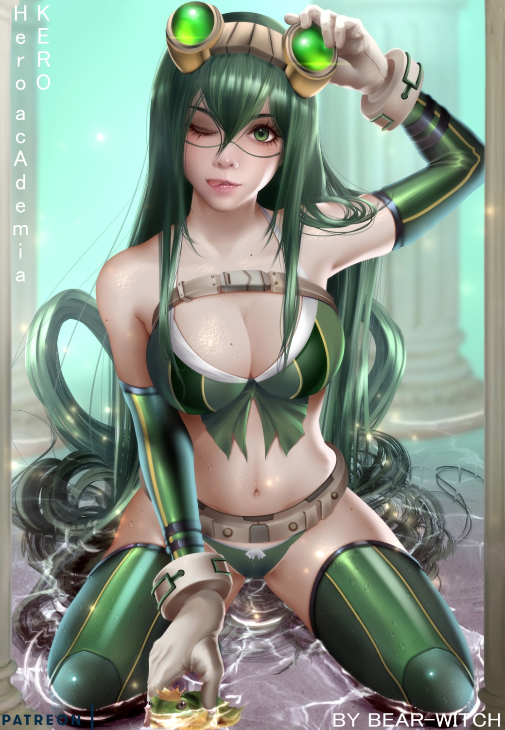 asui_tsuyu bearwitch boku_no_hero_academia cleavage pantsu thighhighs wet