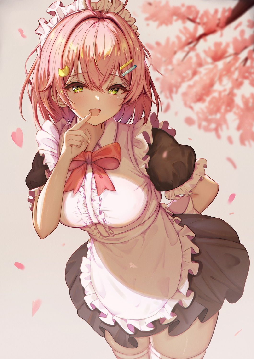 hololive maid mito_soosu sakura_miko thighhighs